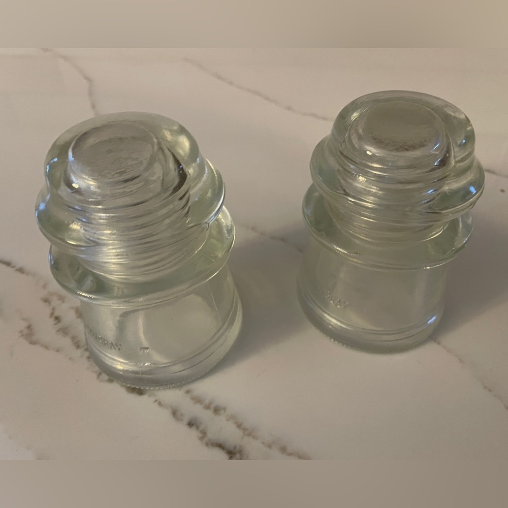 Vintage Clear Glass Insulators Pair